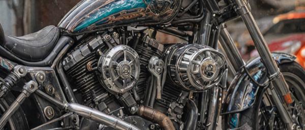 Custom motorcycle paint job with graphics